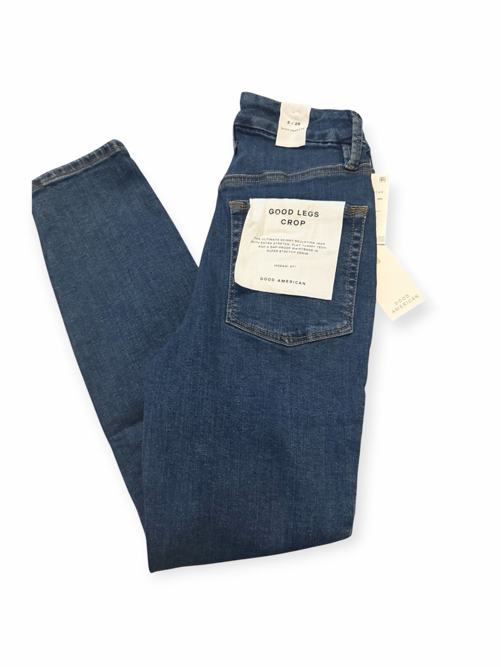 Good American Good Legs Crop Skinny Jeans Size 2/26 NWT 27” Inseam